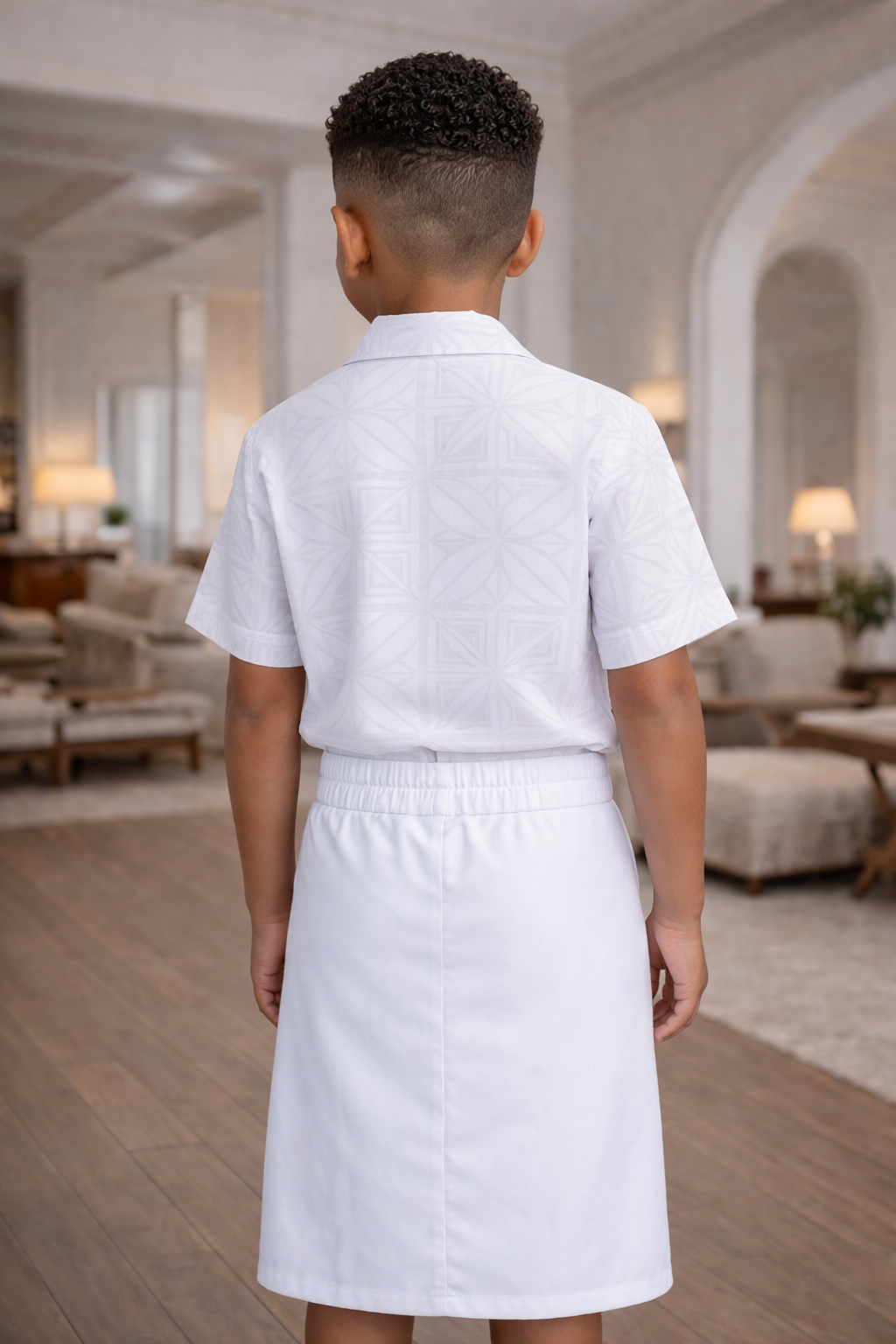 NATHAN BOYS SHIRT - COLLARED SHIRT - WHITE PATTERN