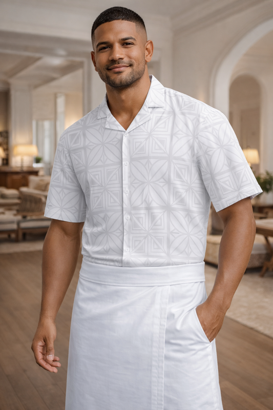 NATHAN SHIRT - BUTTON UP SHIRT - WHITE PATTERN