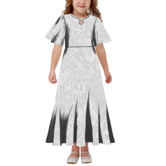 NERIDA GIRLS DRESS - FLOWY DRESS - WHITE FLORAL