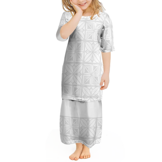 NERIDA GIRLS PULETASI - TWO PEICE - WHITE PATTERN