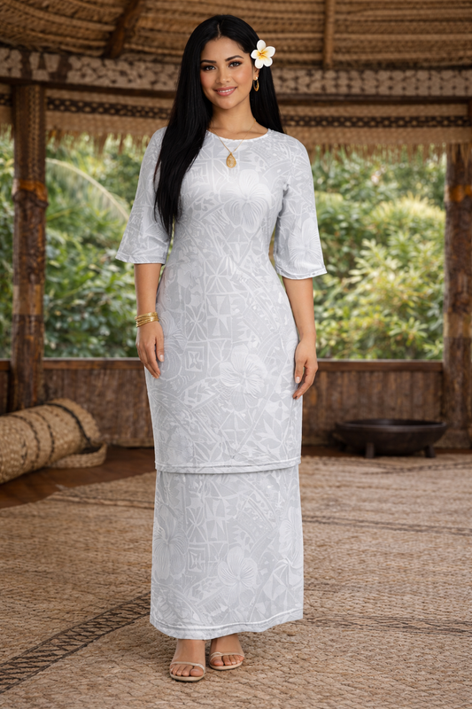 NERIDA PULETASI - ROUND NECK PULETASI - WHITE FLORAL