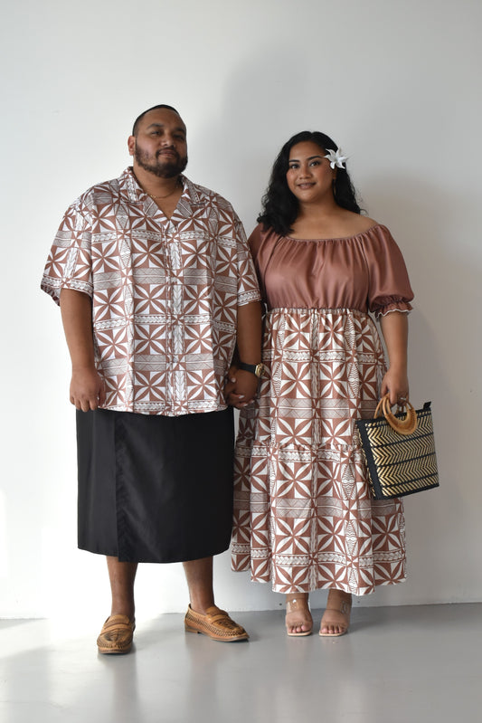 (PRE-ORDER) MIA FLOWY MAXI DRESS - BROWN & WHITE