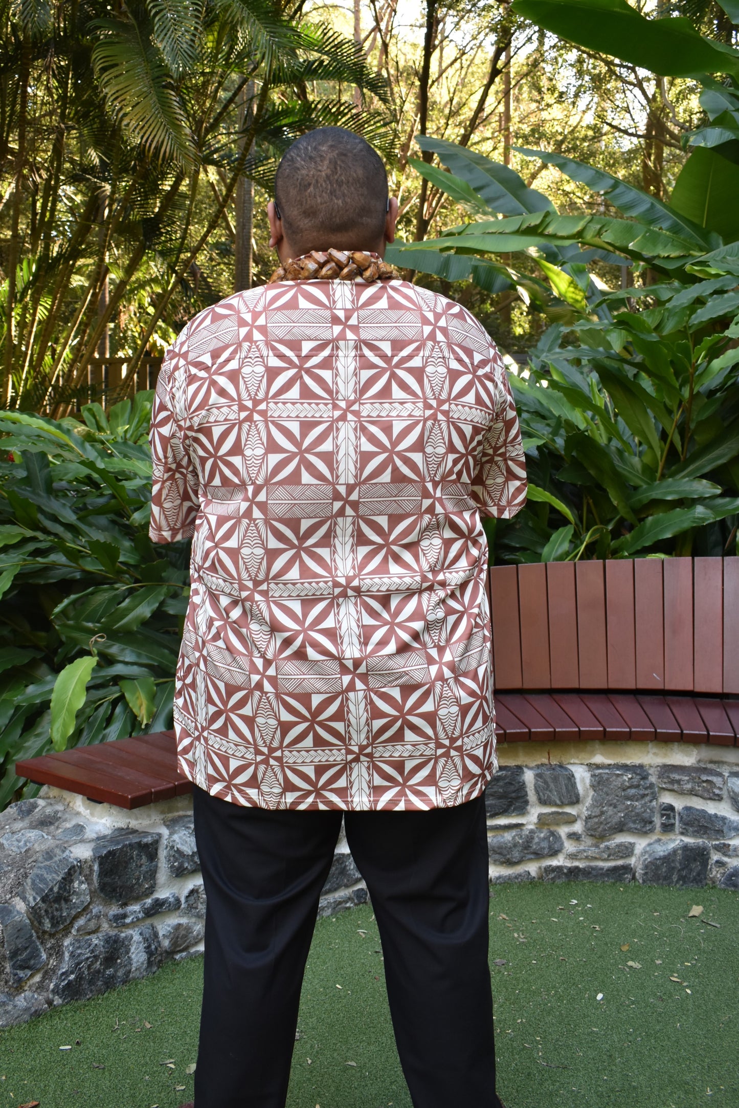 MICHAEL SHIRT - MENS SHIRT - COLLARED BUTTON UP - BROWN & WHITE
