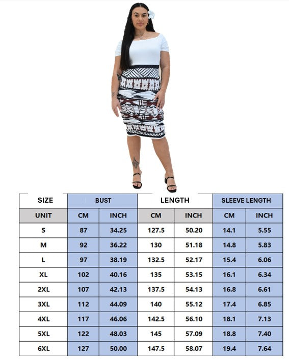 ARIHI DRESS - RUCHED MIDI DRESS - WHITE MELANESIAN PATTERN