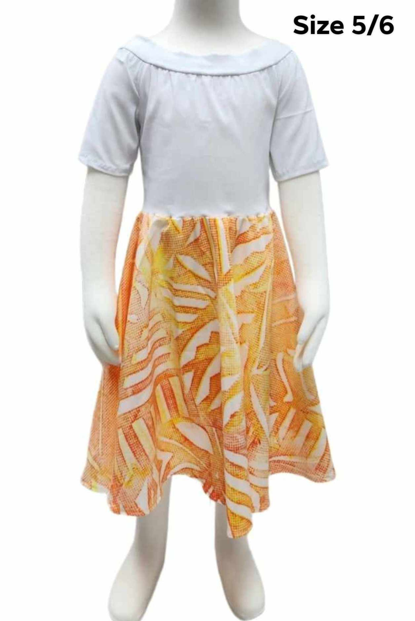 ORANGE & WHITE KIDS HIGH WAIST DRESS - SIZE 5/6