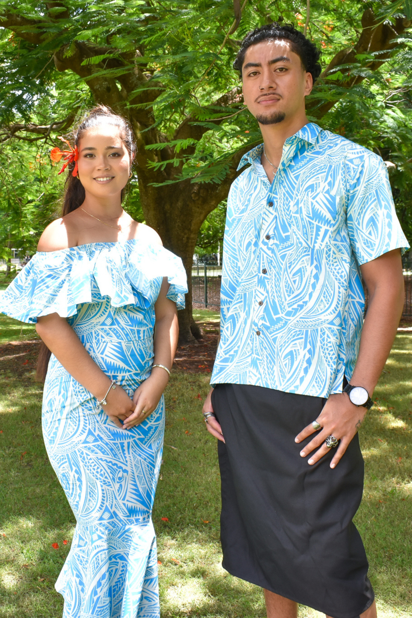 LEIA DRESS - OFF SHOULDER FRILL MAXI DRESS - LIGHT BLUE