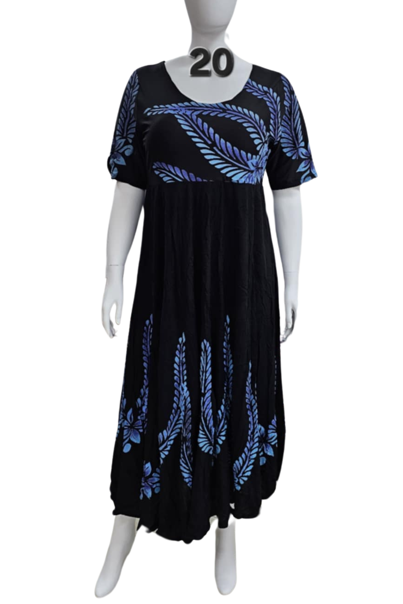BLACK AND BLUE ISLAND DRESS - SIZE 20