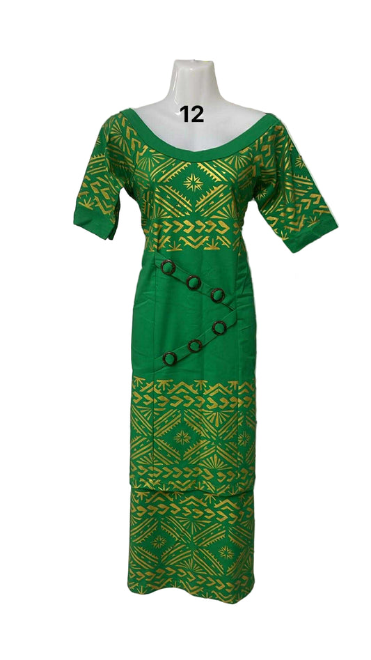 Green & Gold Puletasi Size 12