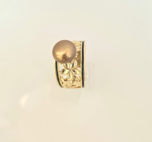 Elegant Brown-Bronze Natural Freshwater Pearl Ring