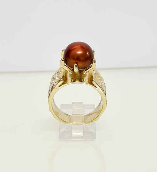 Tiamoana glamorous Maroon Natural Freshwater Pearl Ring