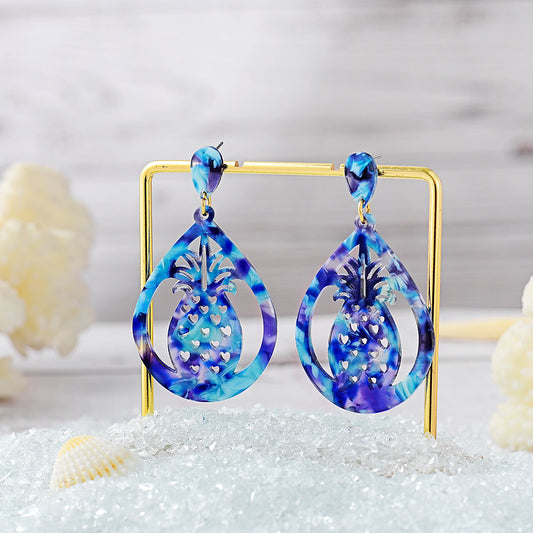 Pineapple Statement Acetate Earrings - MULTICOLOUR VARIETY