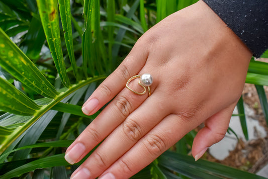 WINNIE - Love Heart Single Pearl Ring - MULTICOLOUR VARIETY - Adjustable