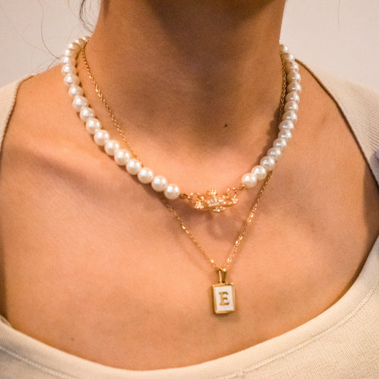 Mother of Shell Initial Pendant Necklace