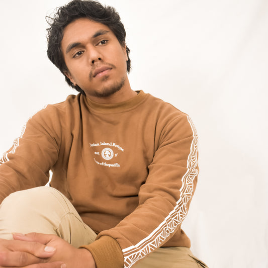 PENINA SWEATSHIRT / JUMPER - TAPA PATTERN - BROWN - UNISEX