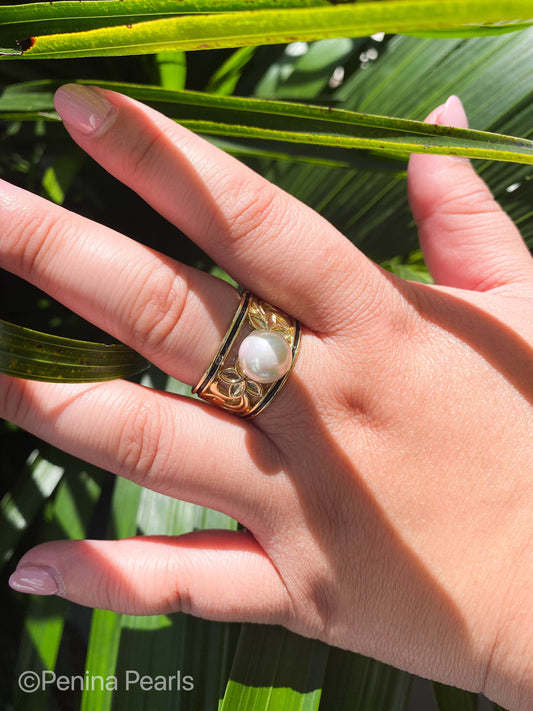 PUAMERIA White Shell Pearl Ring