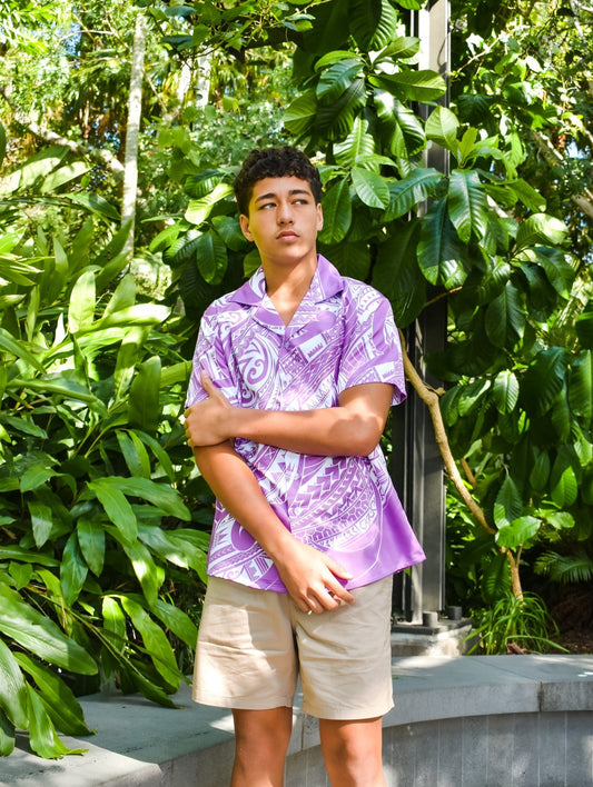 TANGAROA SHIRT - COLLARED MEN SHIRT - MAORI PATTERN