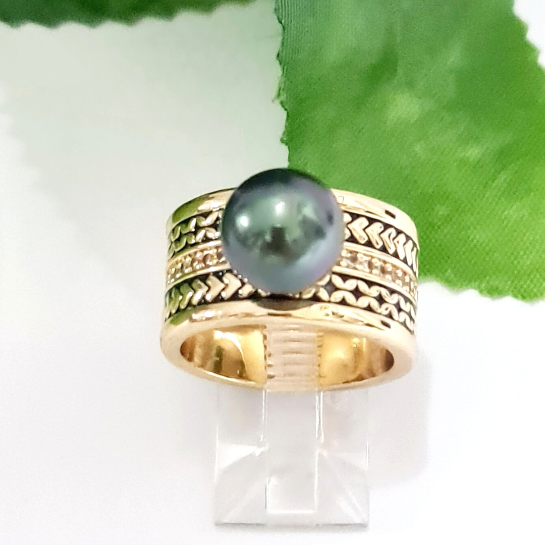 Makenzie Black Hematite Pearl Ring Pearl Jewelry Bridal