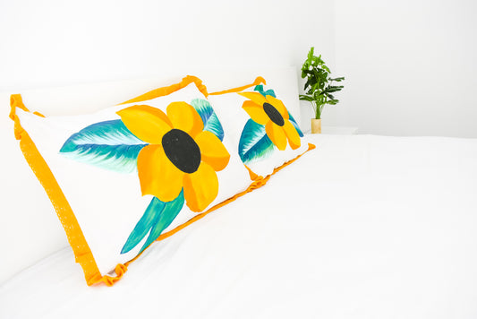 SUNFLOWERS - YELLOW FRILL PILLOW CASE SET