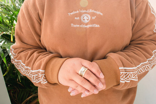 TEINA - Premium CZ Diamond- Tribal Pattern Polynesian Inspired Ring