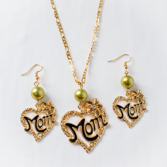 TINA #5 - Mom Pearl Set #1 - With Premium Pistachio Green Pearls