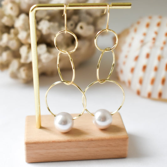 TRIPLE HOOP PEARL EARRINGS - Multicolour Variety