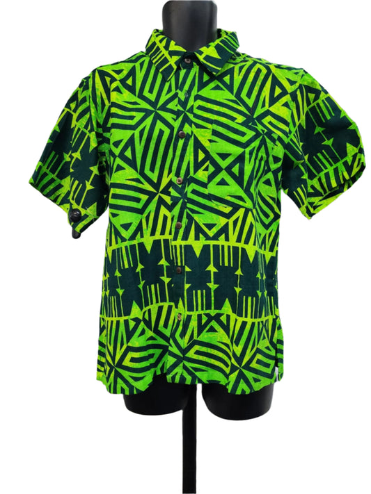 Green Fijian Collared Men Shirt - Size L