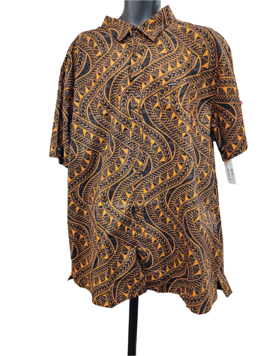 Black & Yellow Collared Men Shirt - Size 4XL