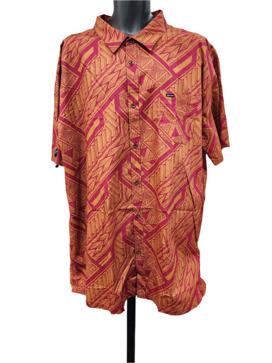 Maroon Orange Collared Men Shirt - Size 4XL