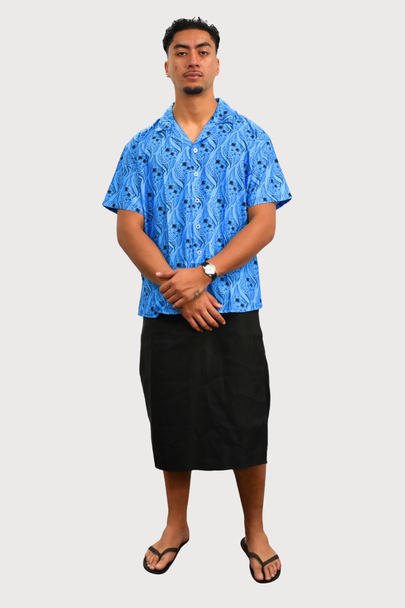 KASI SHIRT - COLLARED BUTTON UP - BLUE & BLACK