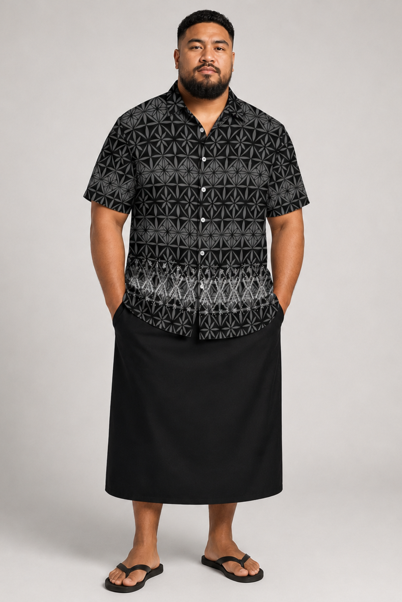 (PRE-ORDER) MENS COLLARED SHIRT - BLACK & GREY