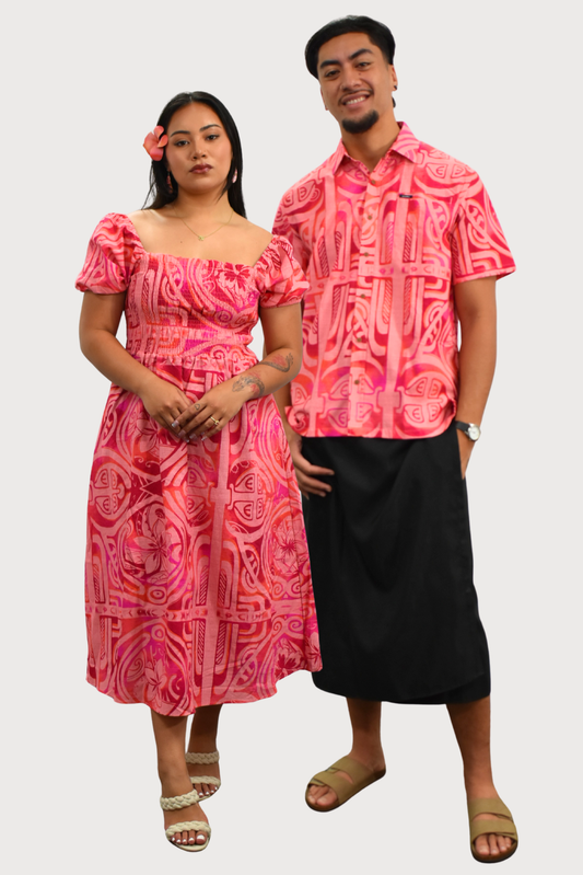 XANDER SHIRT - COLLARED BUTTON UP - PINK & RED