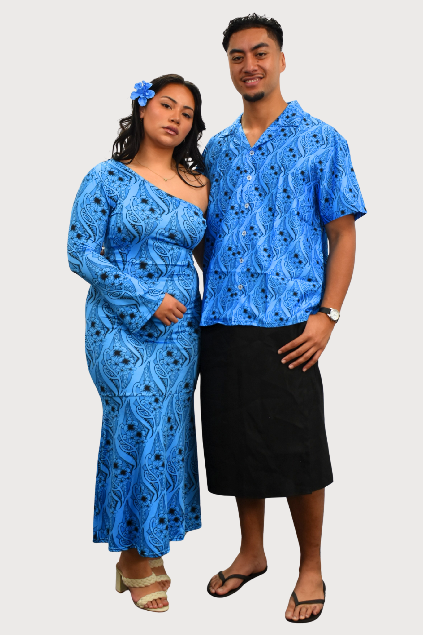 KIANA DRESS - ONE SLEEVE MAXI DRESS - BLUE