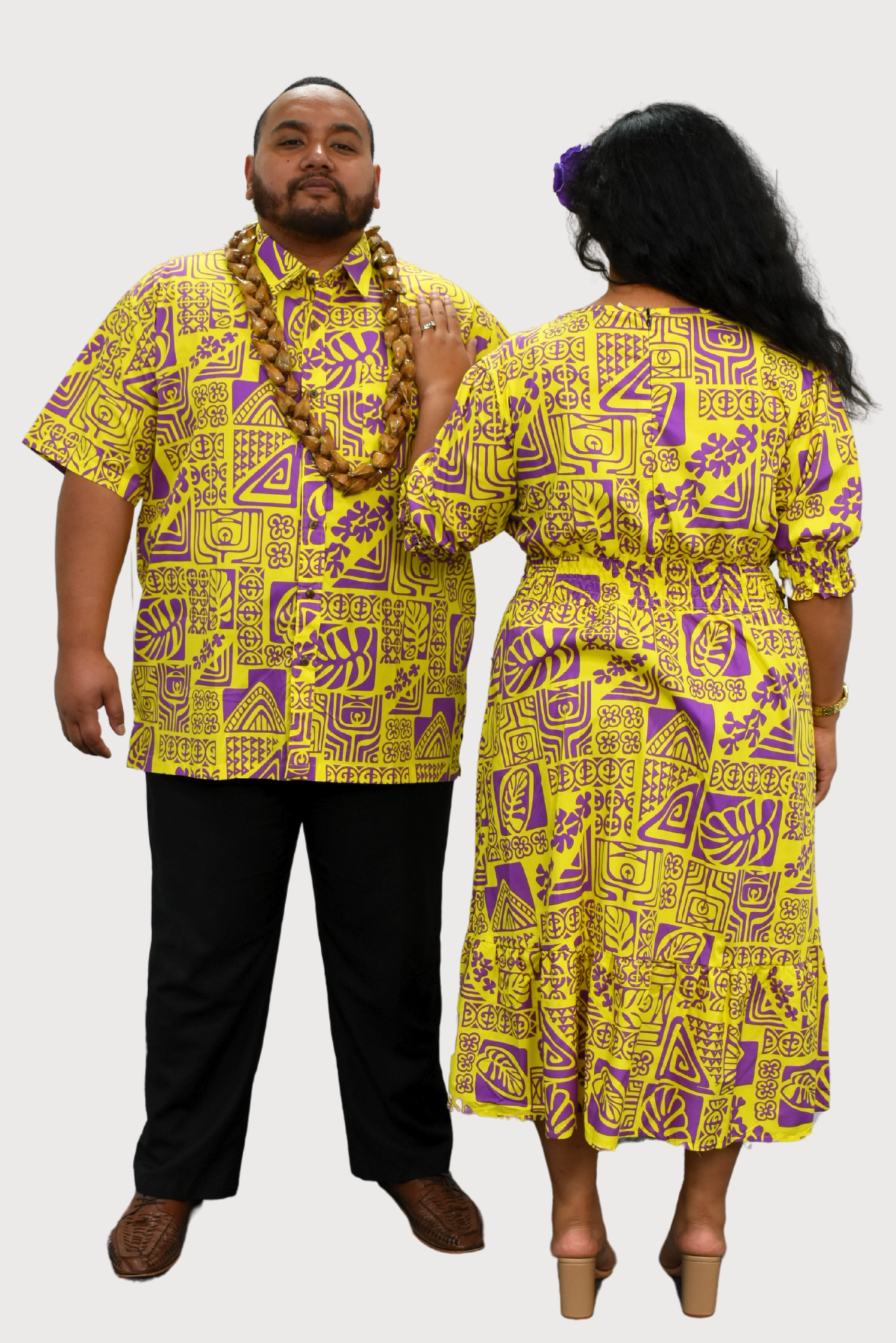 SAMUEL SHIRT - COLLARED BUTTON UP - YELLOW & PURPLE