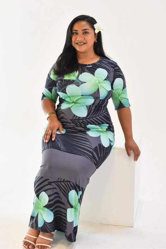 MONAH PULETASI DRESS - BLACK & GREEN