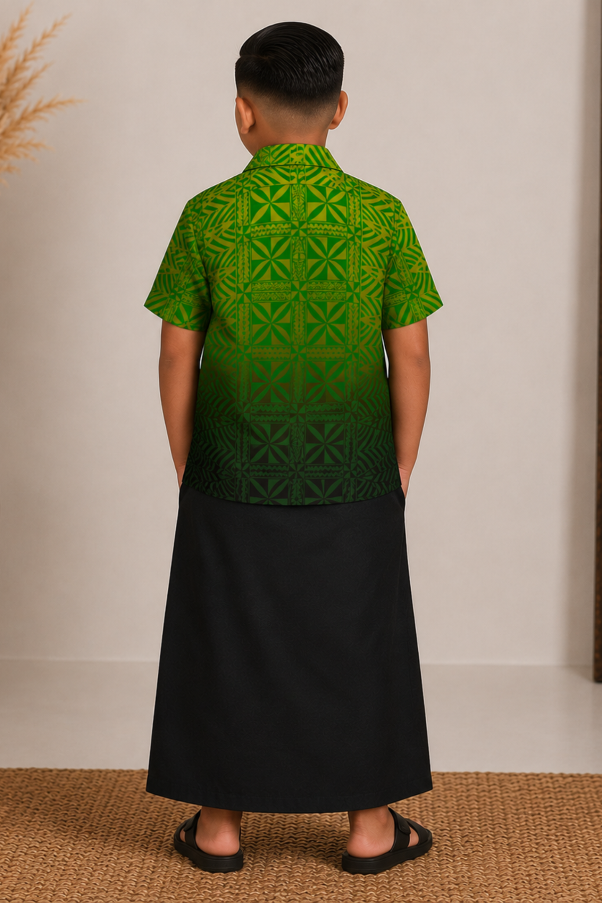(PRE-ORDER) BOYS SHIRT - COLLARED SHIRT - GREEN, YELLOW & BLACK