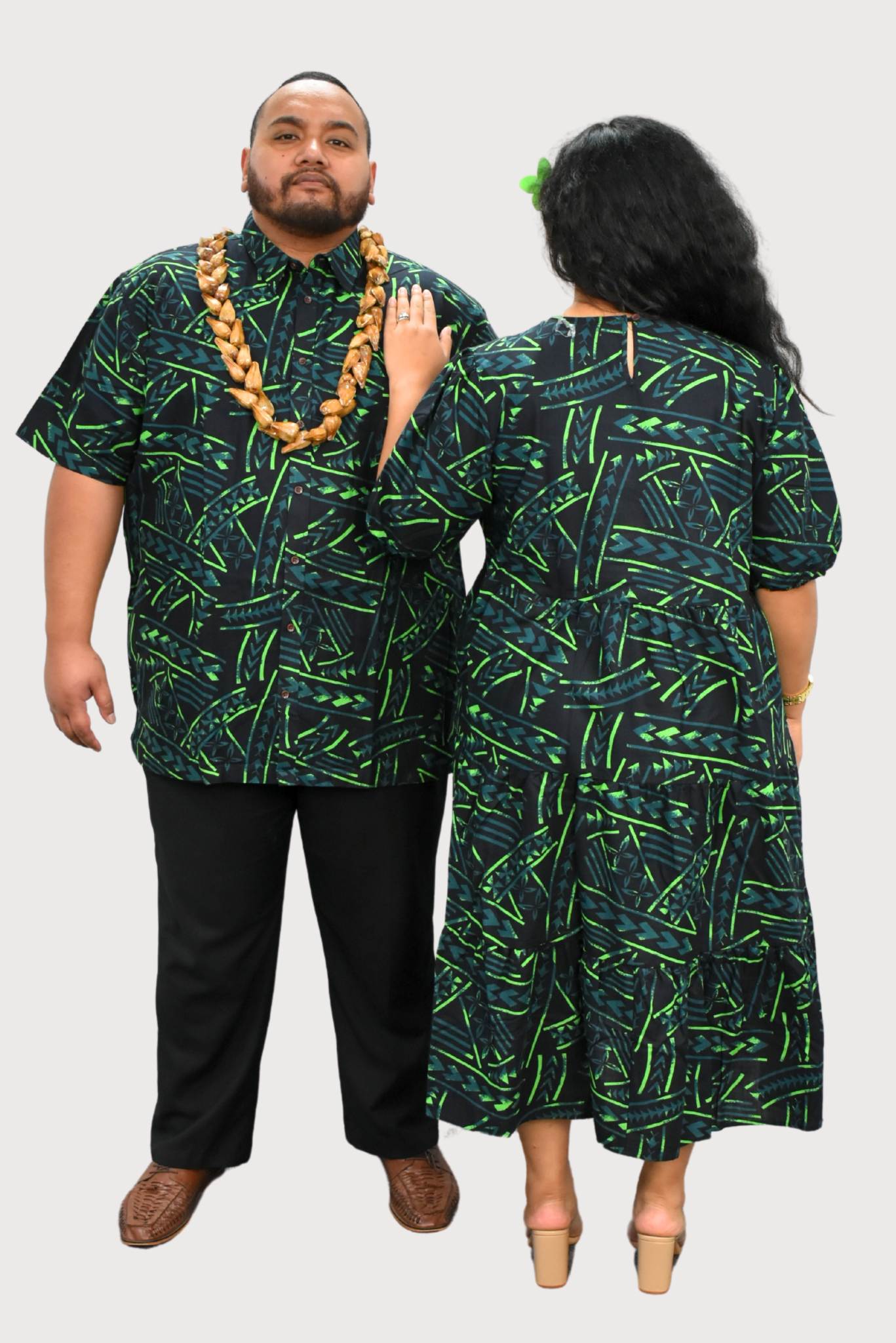 DIANA DRESS - HIGH WAIST DRESS - BLACK & GREEN