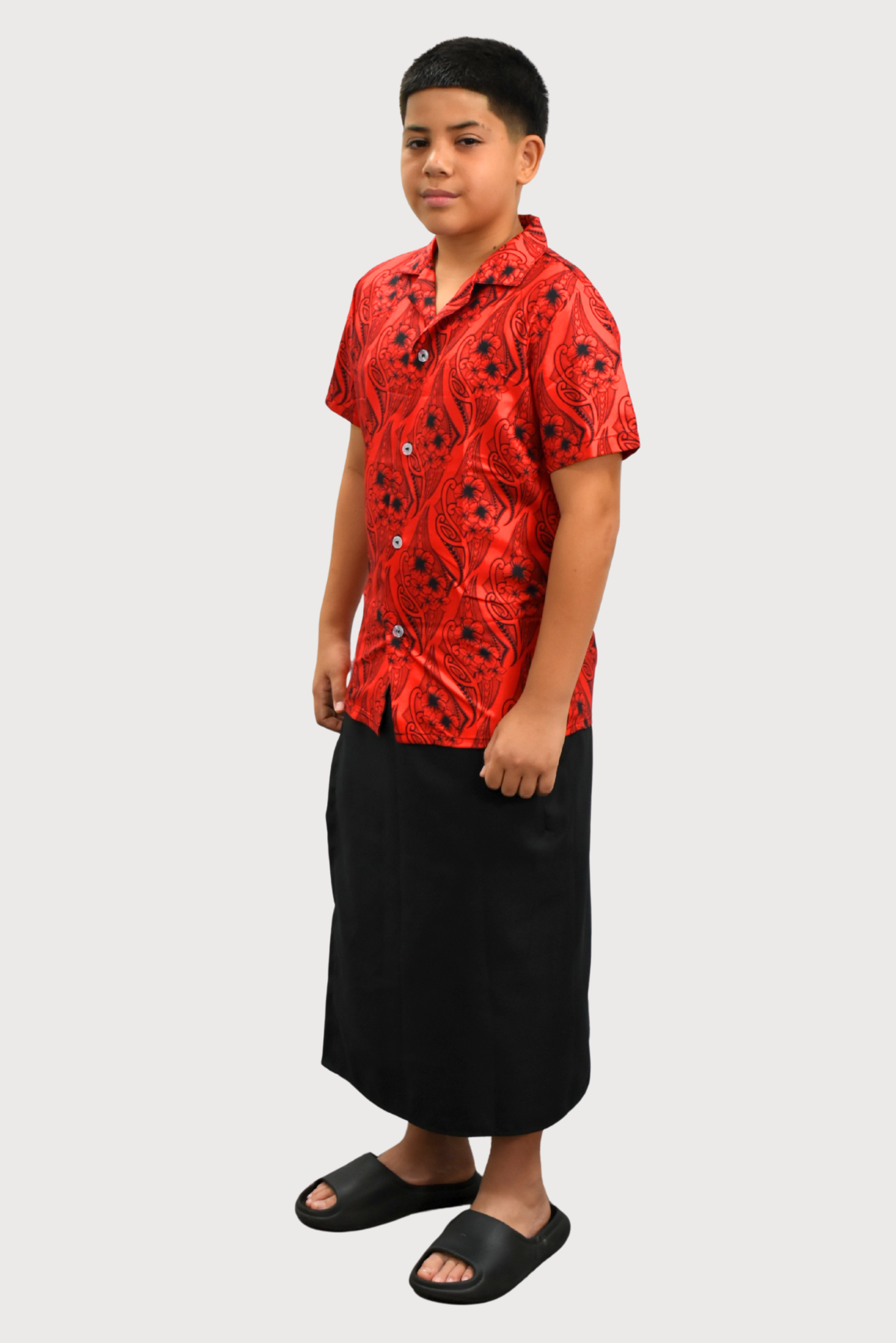 KASI BOYS SHIRT - COLLARED BUTTON UP - RED & BLACK