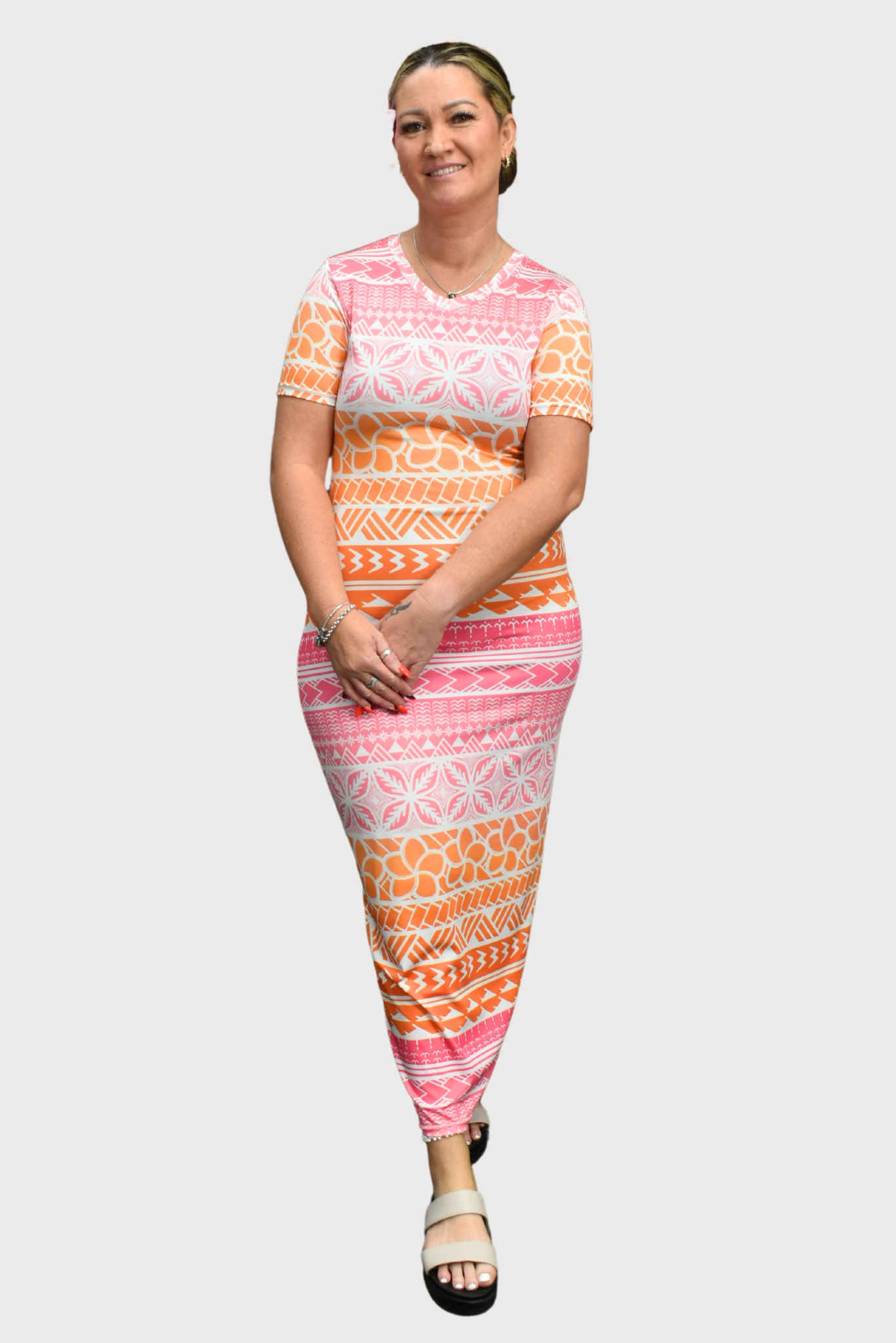 KAILANI DRESS - BODYCON - PINK & ORANGE