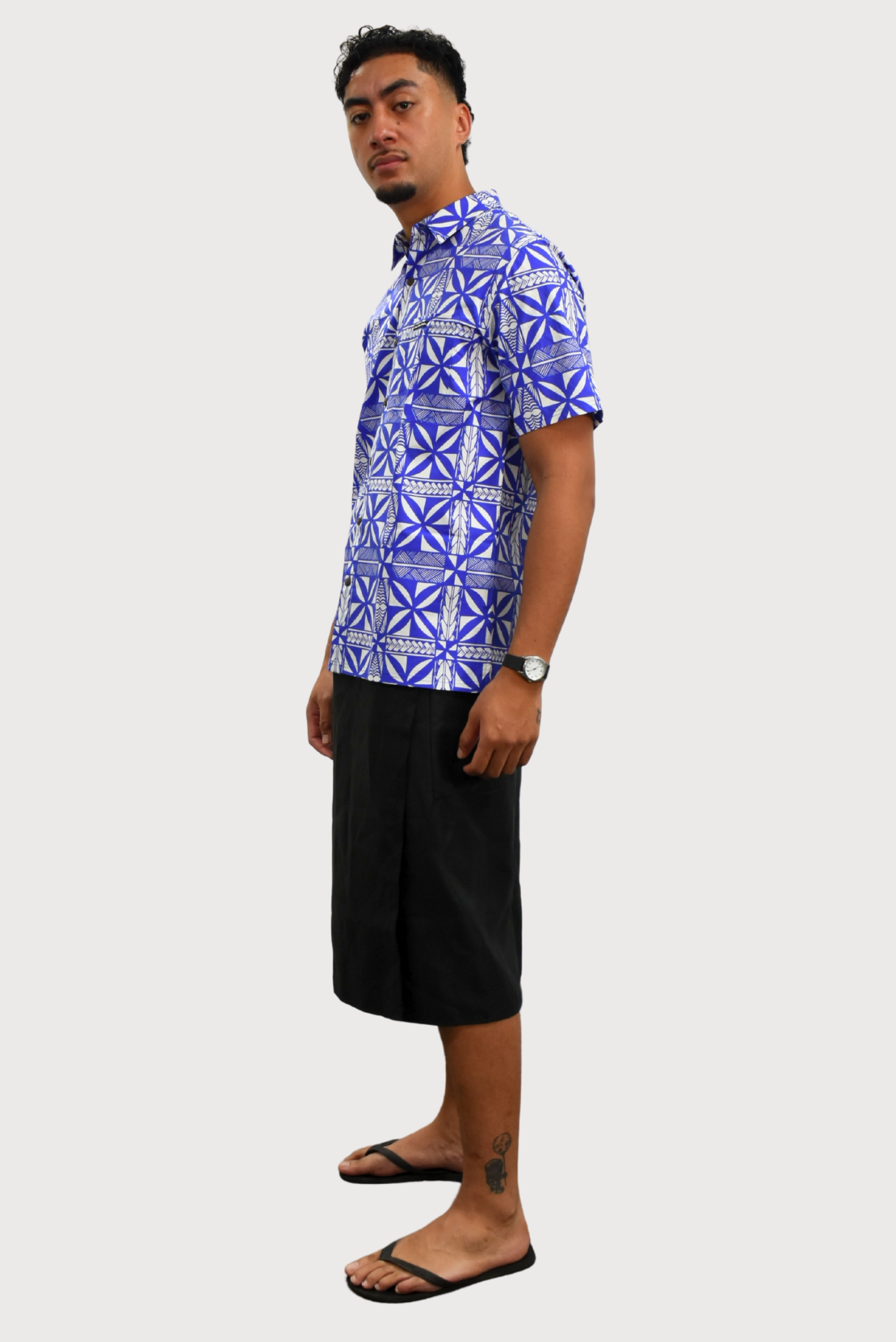 CHRISTIAN SHIRT - COLLARED BUTTON UP - BLUE & WHITE