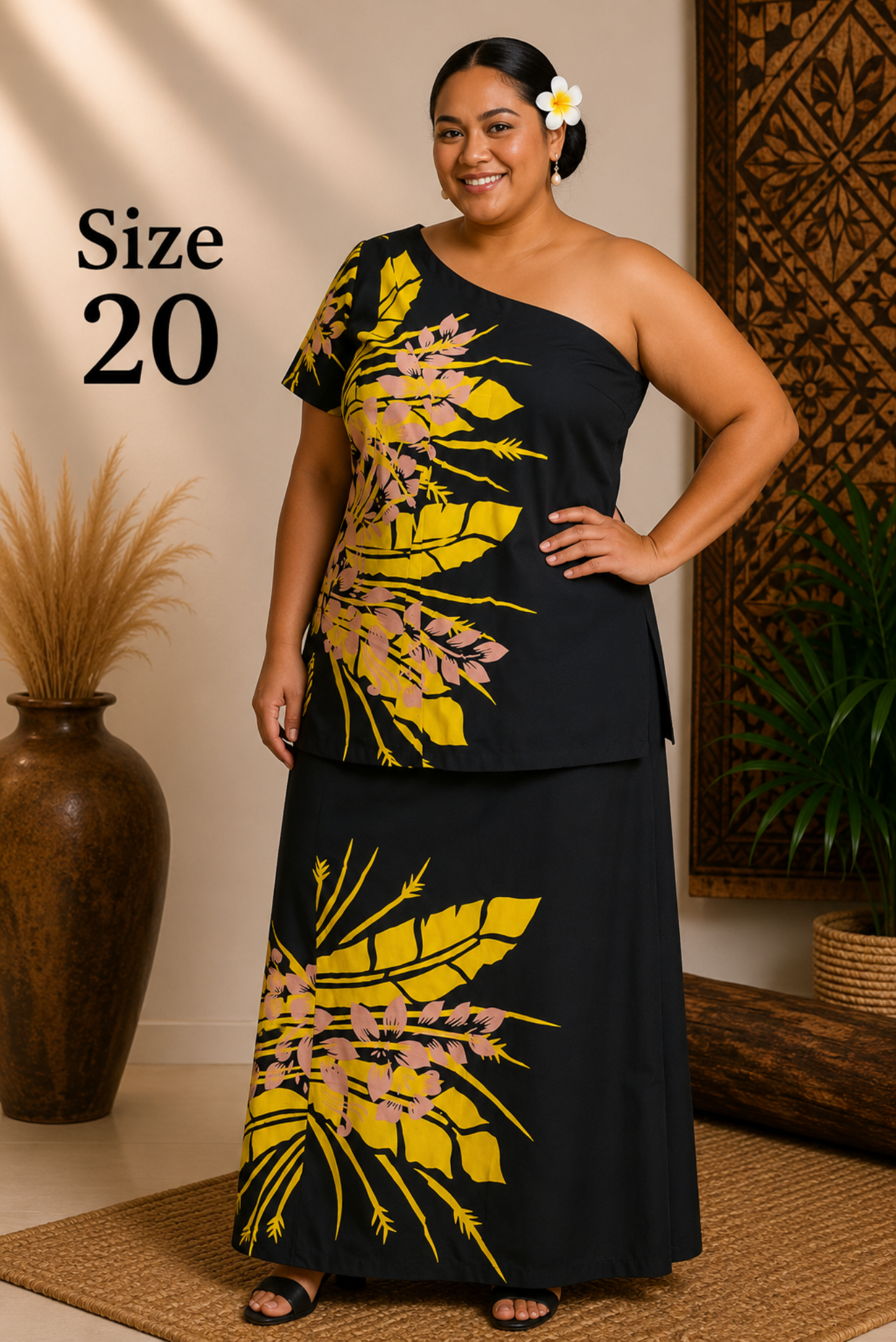 BLACK & YELLOW ONE SLEEVE PULETASI SIZE 20