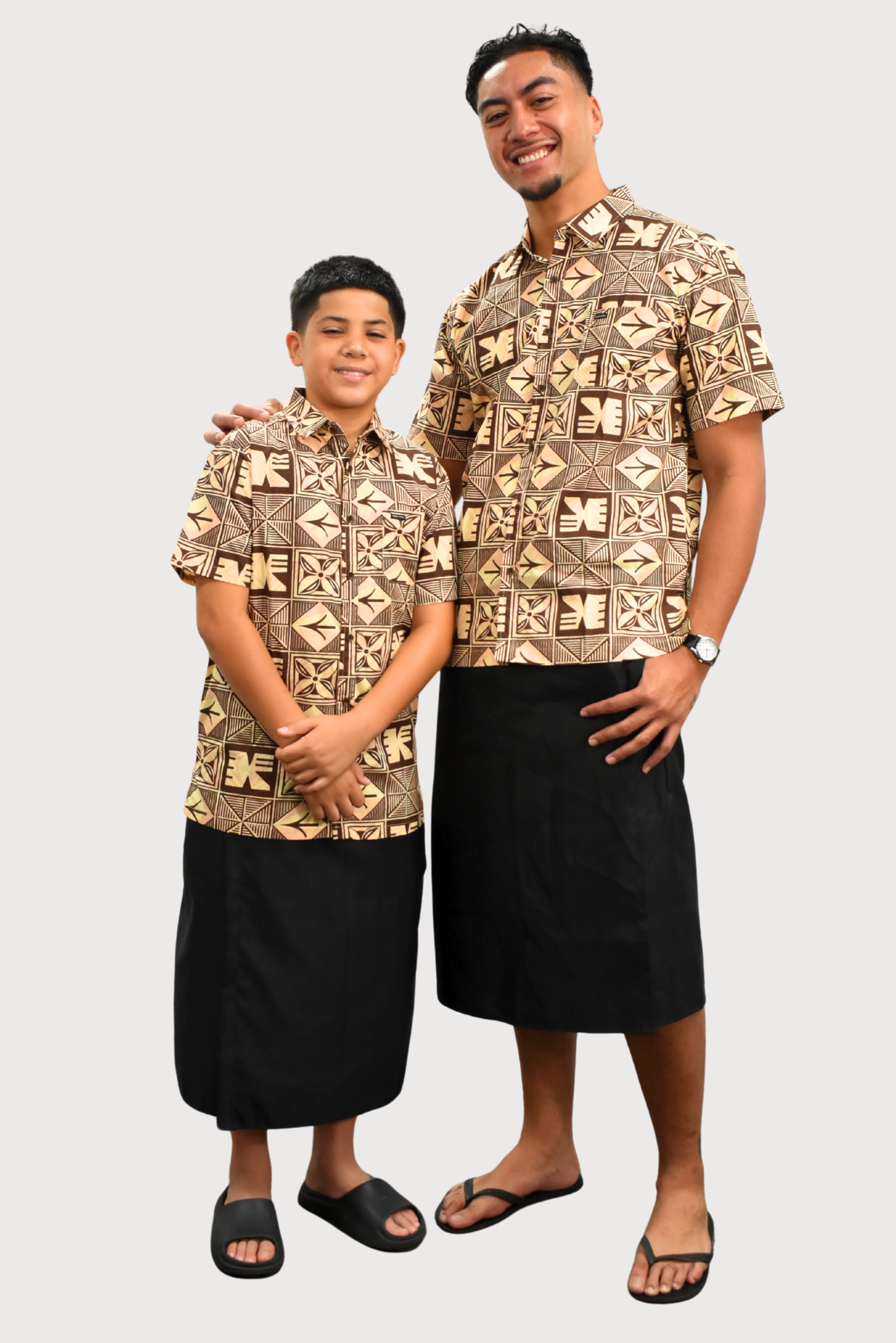 EZRA SHIRT - COLLARED BUTTON UP -  BEIGE & BROWN