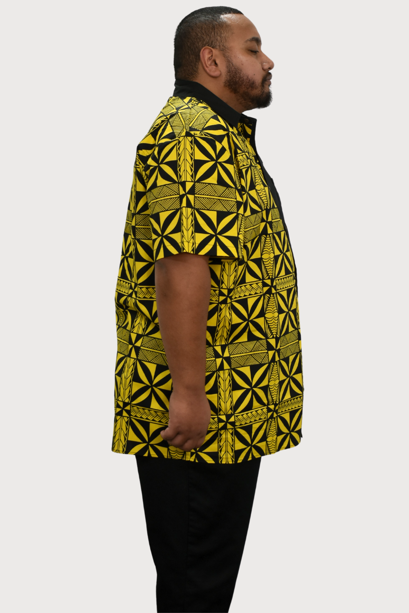 TAMA SHIRT - YELLOW AND BLACK COLLARED MENS SHIRT