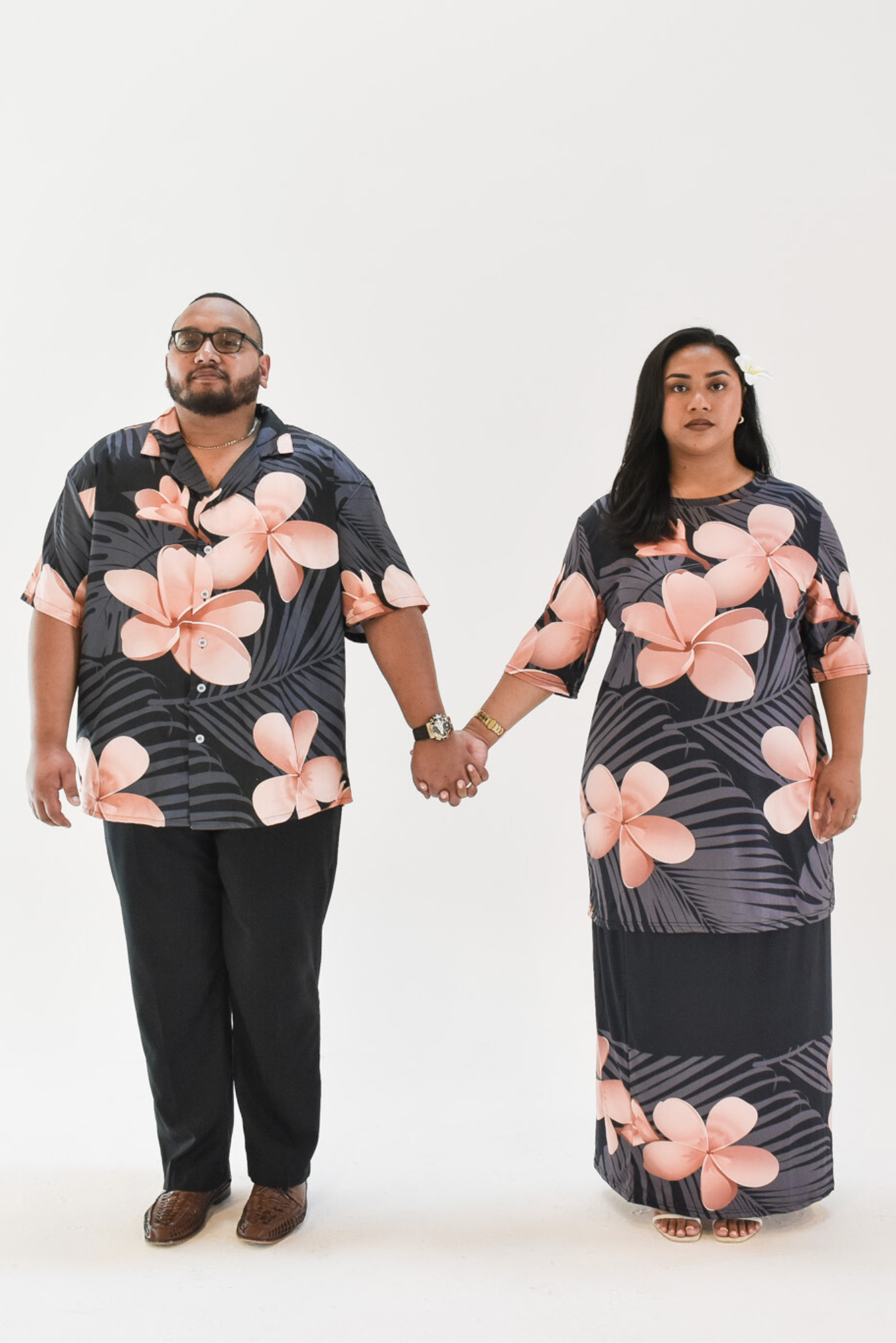 MALOSI SHIRT - COLLARED BUTTON UP SHIRT - BLACK & BROWN FLORAL PATTERN