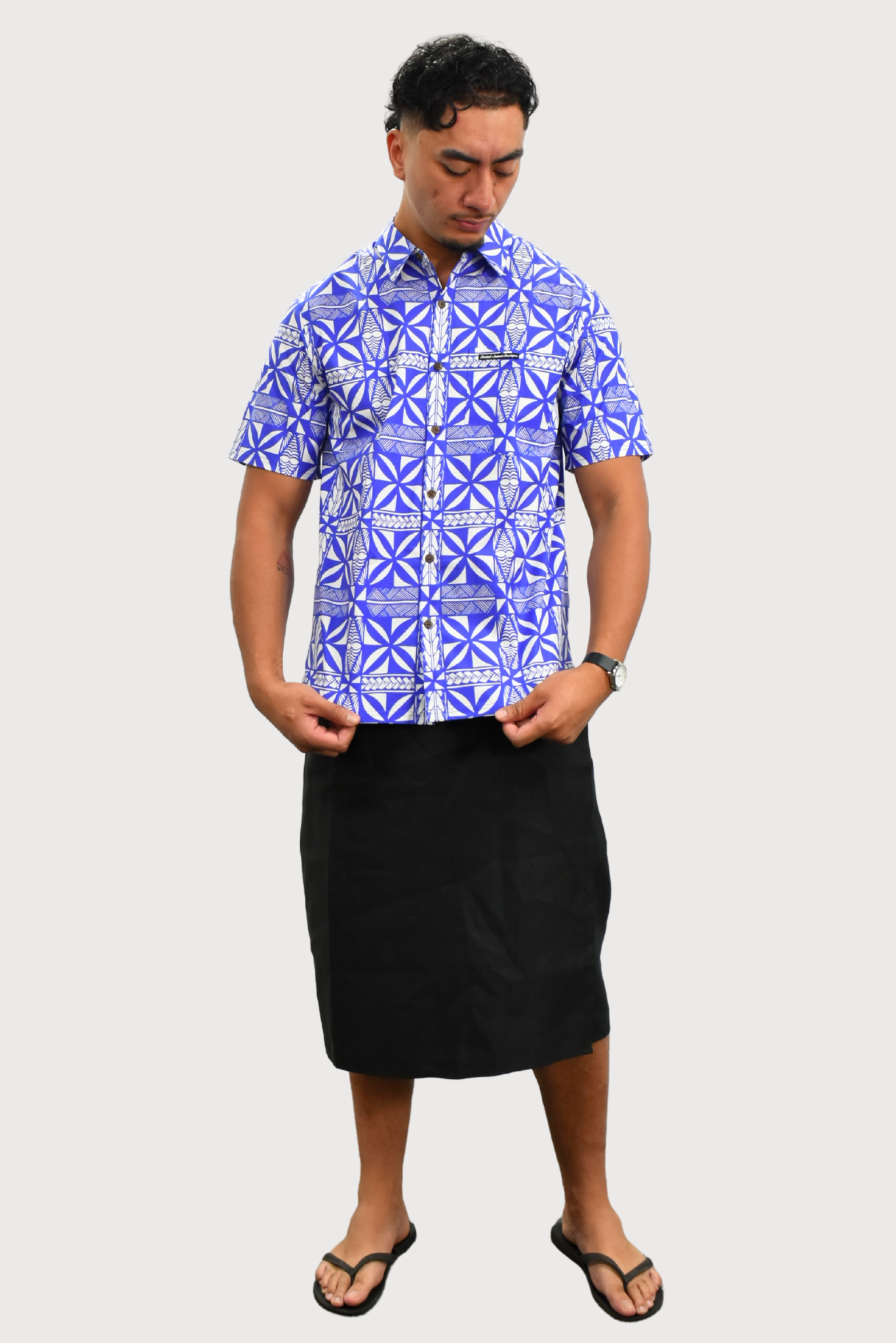 CHRISTIAN SHIRT - COLLARED BUTTON UP - BLUE & WHITE