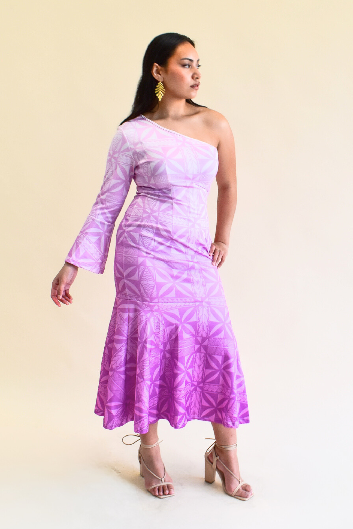 HEREANI DRESS - ONE SLEEVE MAXI DRESS - OMBRE PURPLE
