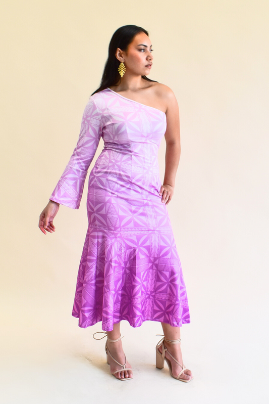 HEREANI DRESS - ONE SLEEVE MAXI DRESS - OMBRE PURPLE