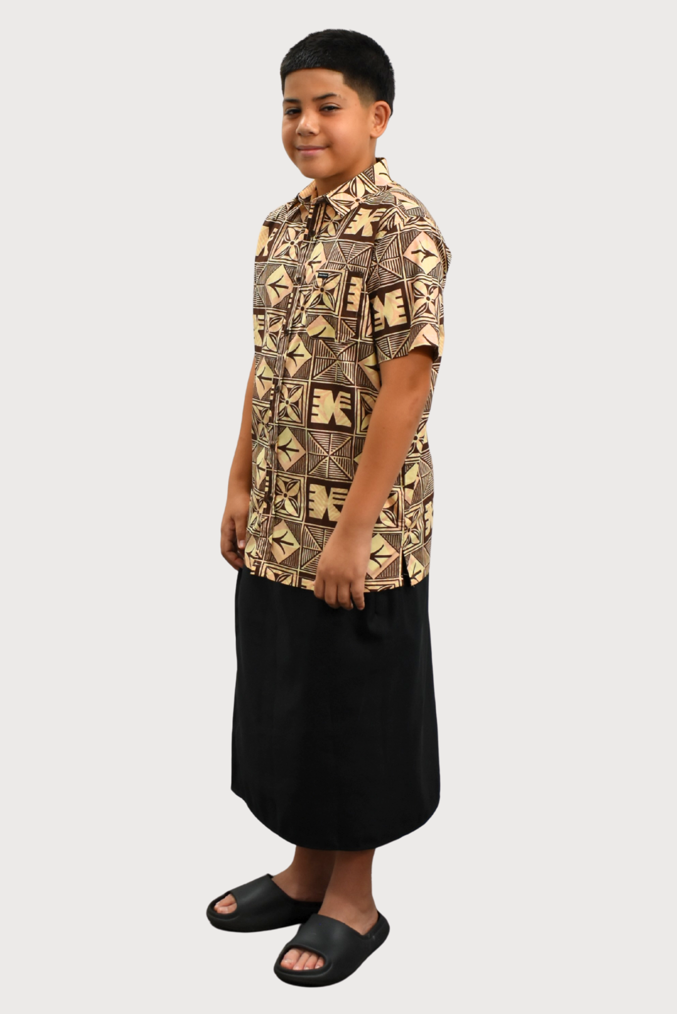 EZRA BOYS SHIRT - COLLARED SHIRT - BEIGE & BROWN