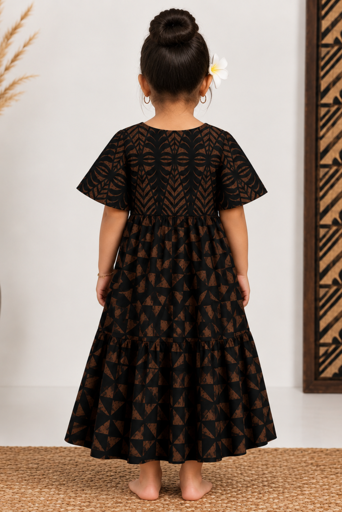 (PRE-ORDER) GIRLS DRESS - FLOWY DRESS - BROWN & BLACK