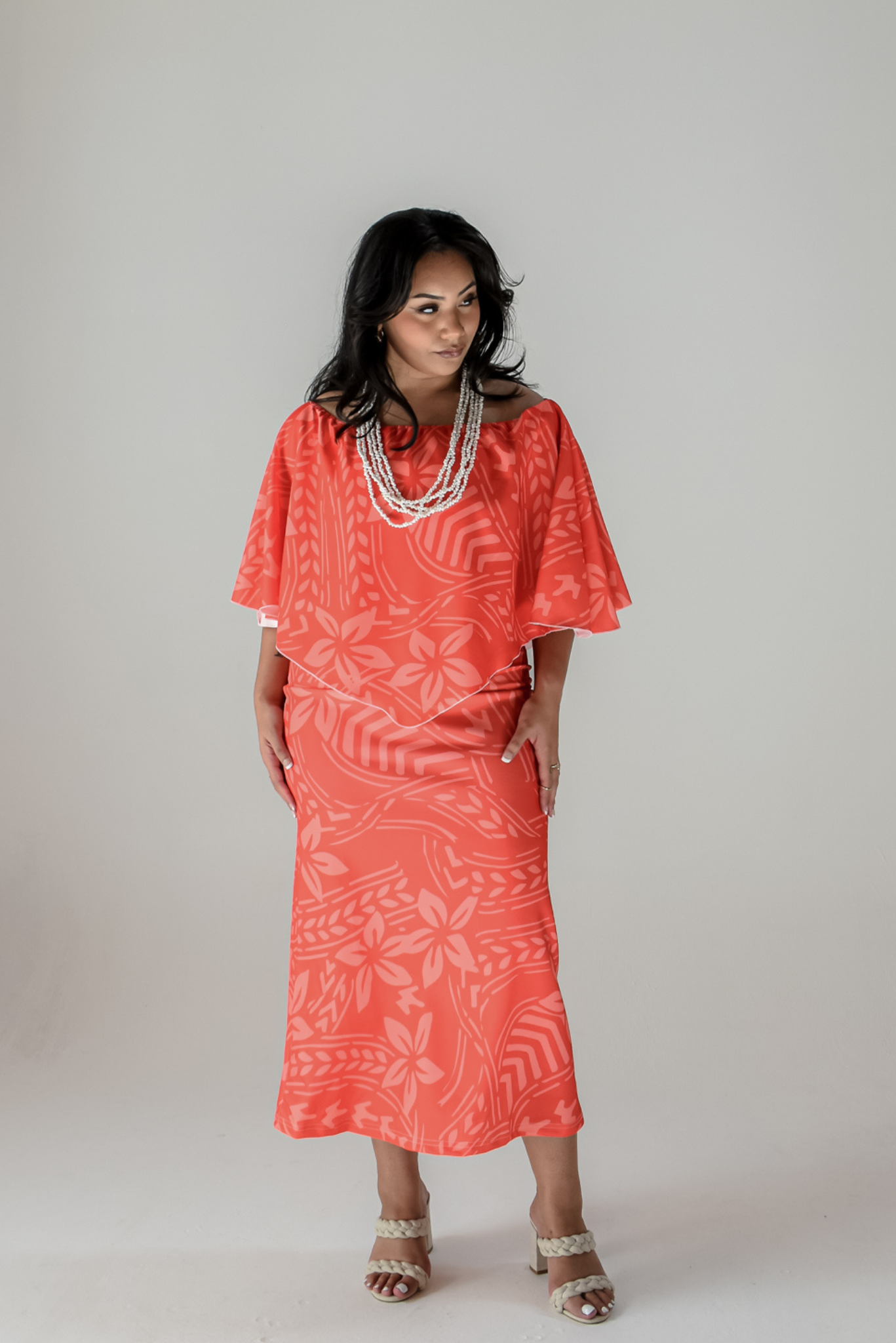 MAMANA DRESS - CAPE MIDI DRESS - RED