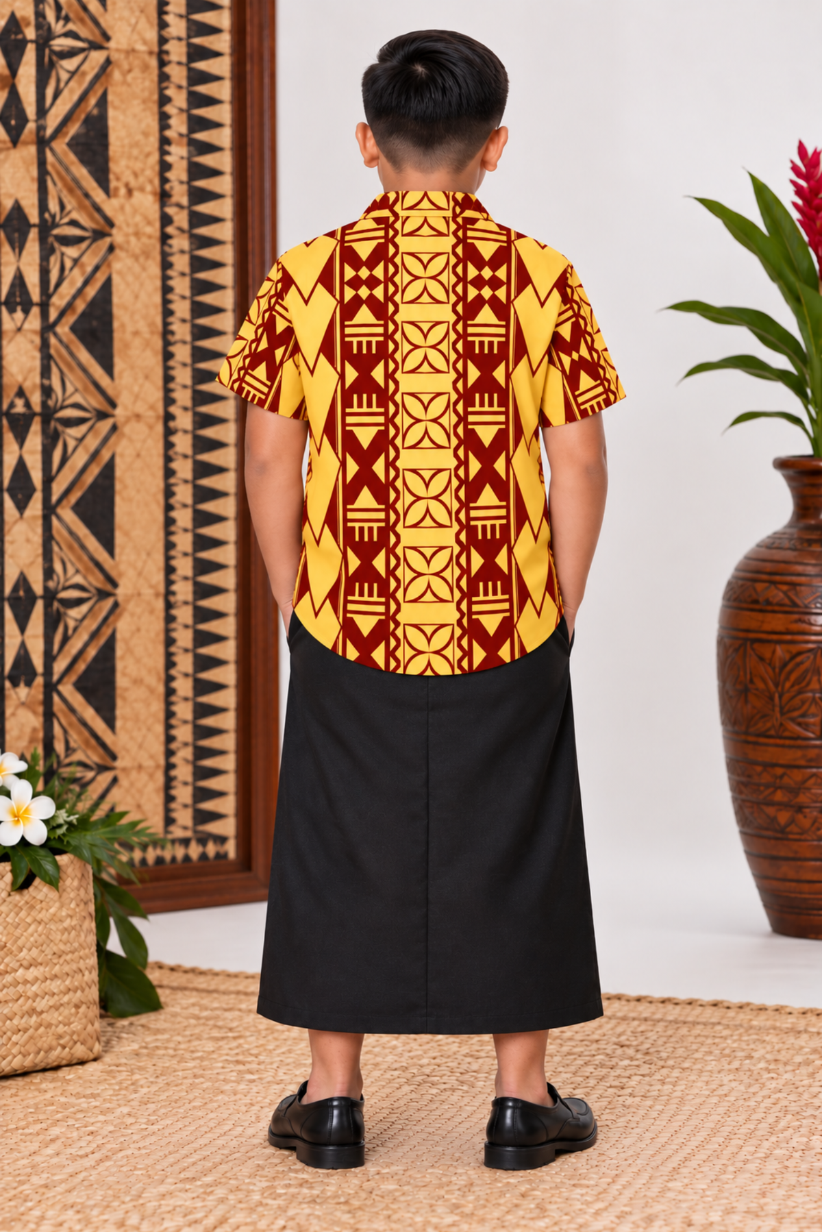 (PRE-ORDER) BOYS SHIRT - COLLARED SHIRT - GOLD & MAROON